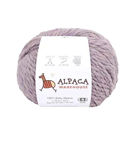 100% Baby Alpaca Yarn Wool Set of 3 Skeins Lace Worsted Bulky/Chunky Weight - Heavenly Soft and Perfect for Knitting and Crocheting (Heather Lilac, Bulky/Chunky)