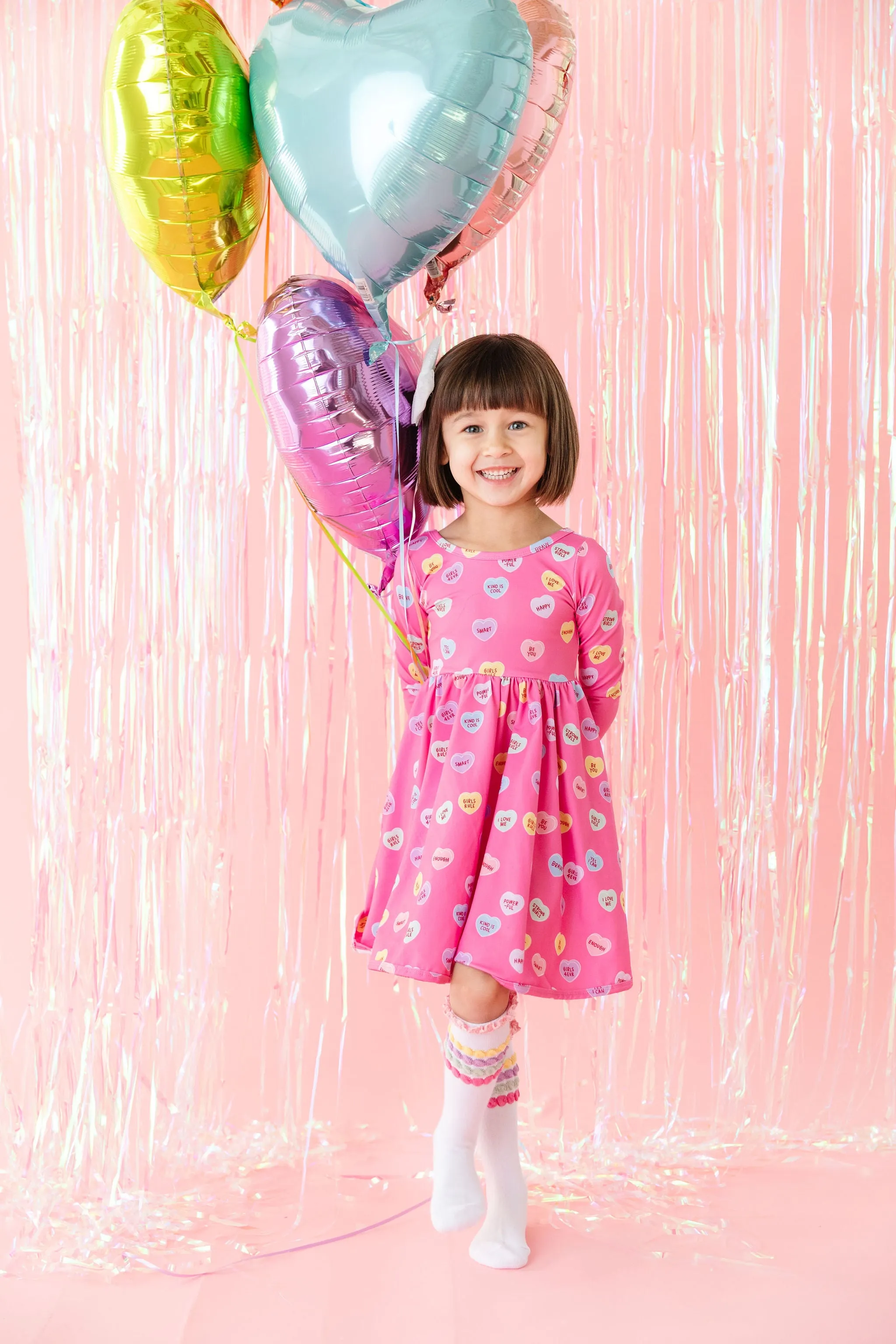 Affirmation Hearts Long Sleeve Everyday Dress