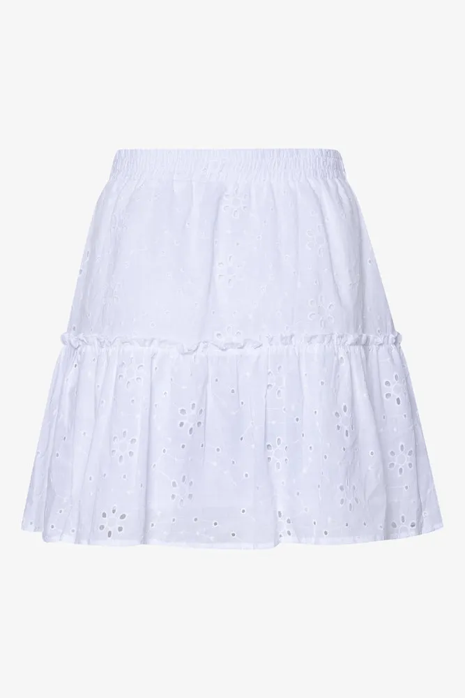 Anglaise Flare Mini Skirt White