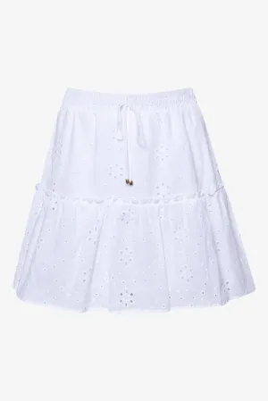 Anglaise Flare Mini Skirt White