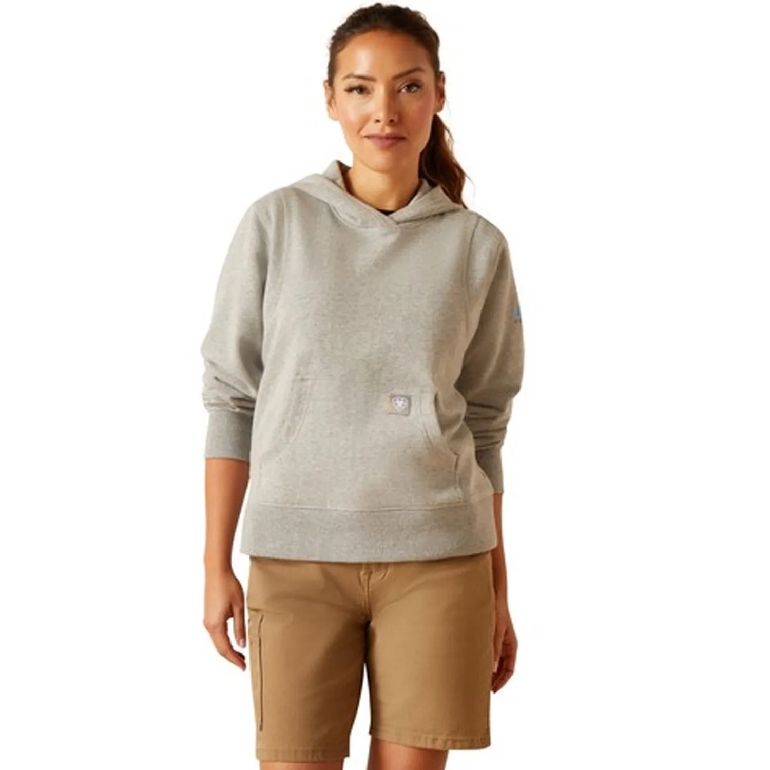 Ariat Women's Rebar Lightweight Cropped Logo Sleeve Hoodie