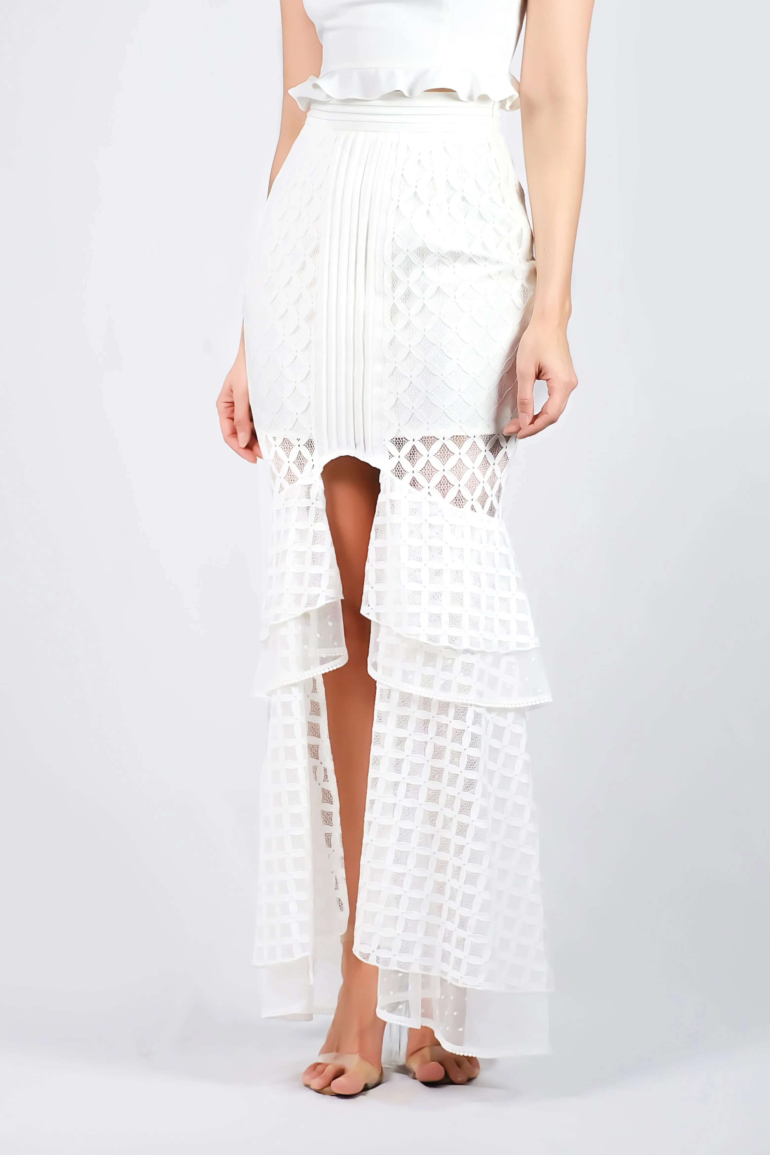 AW'18 Lace Mermaid Maxi Skirt - White