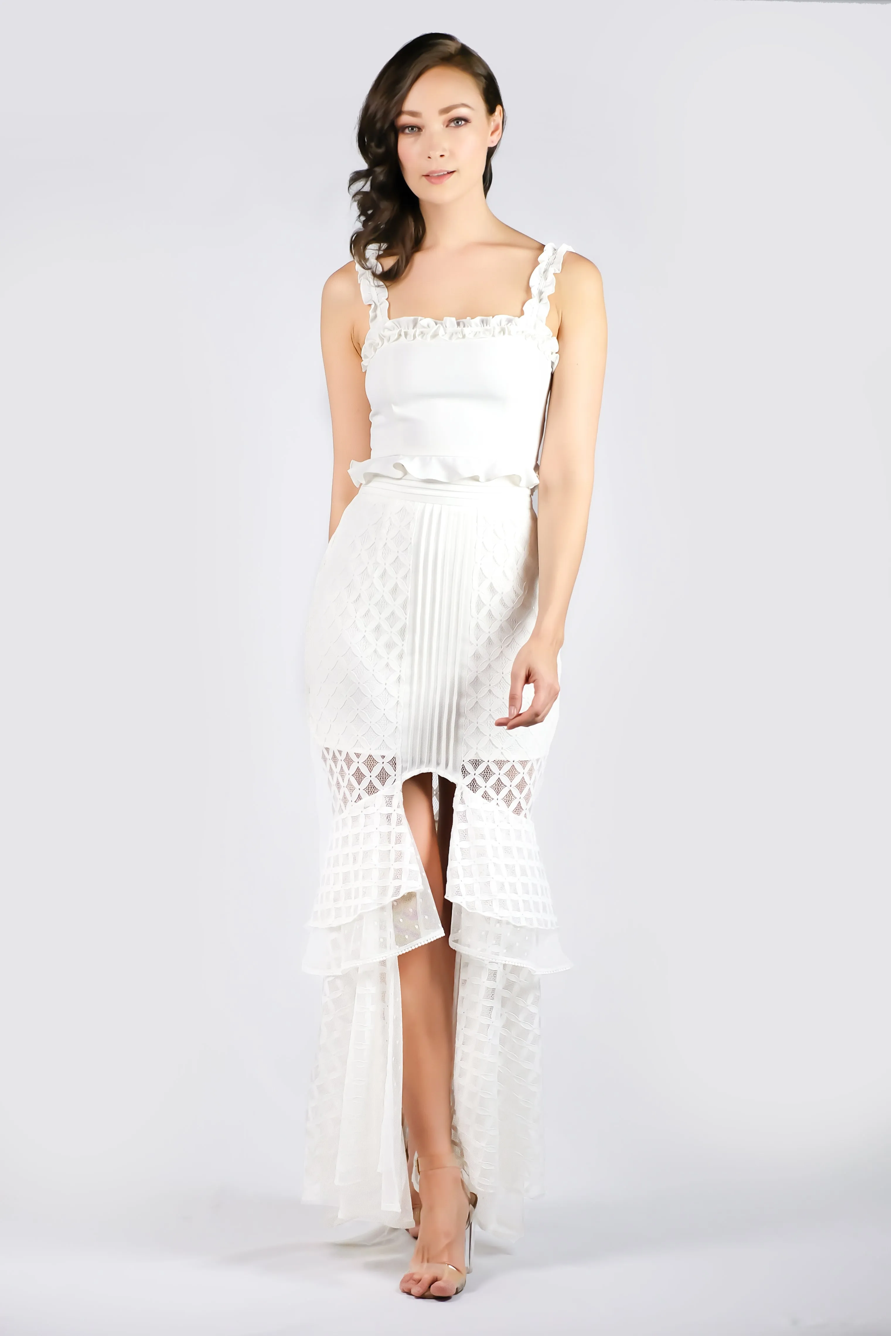 AW'18 Lace Mermaid Maxi Skirt - White