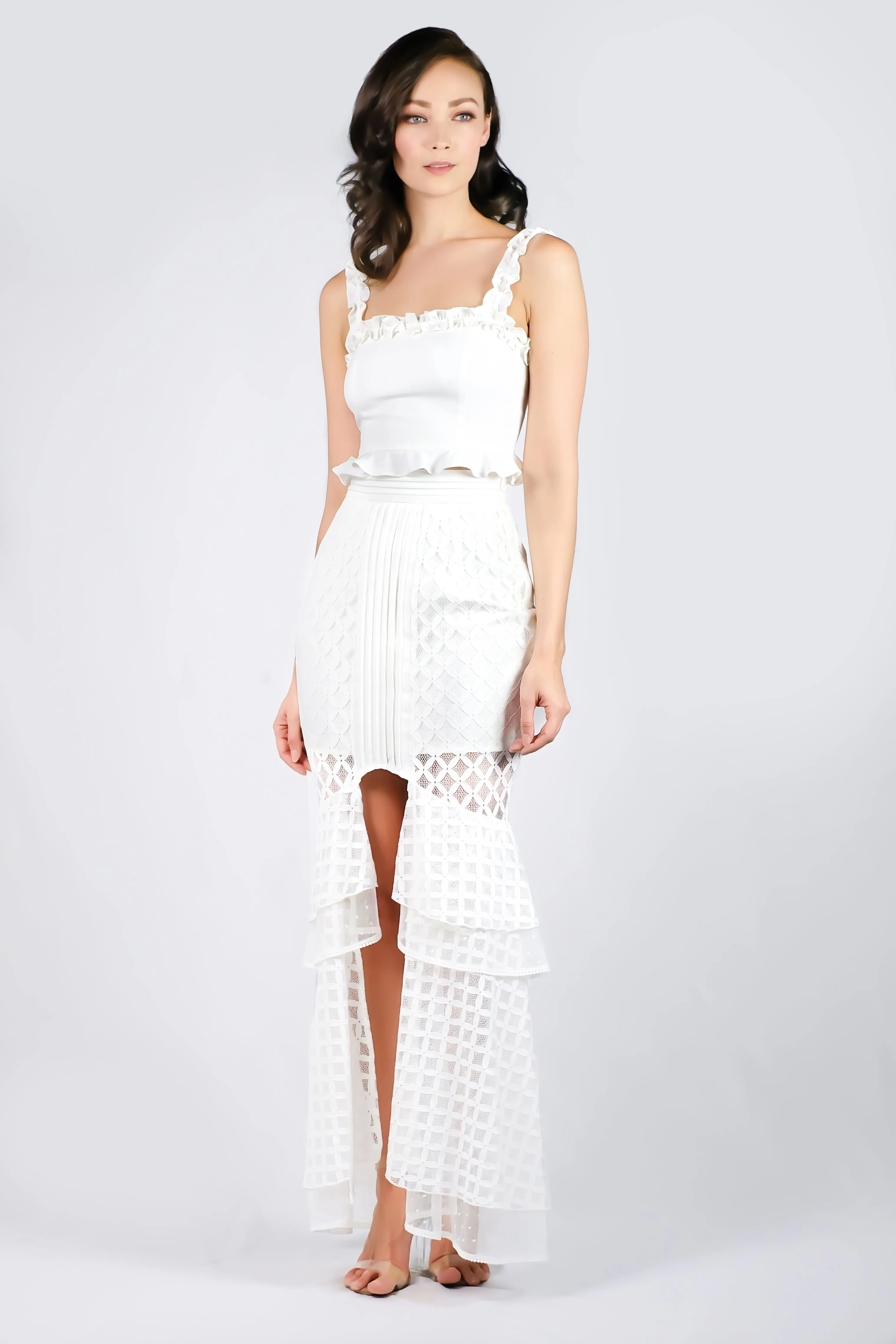 AW'18 Lace Mermaid Maxi Skirt - White