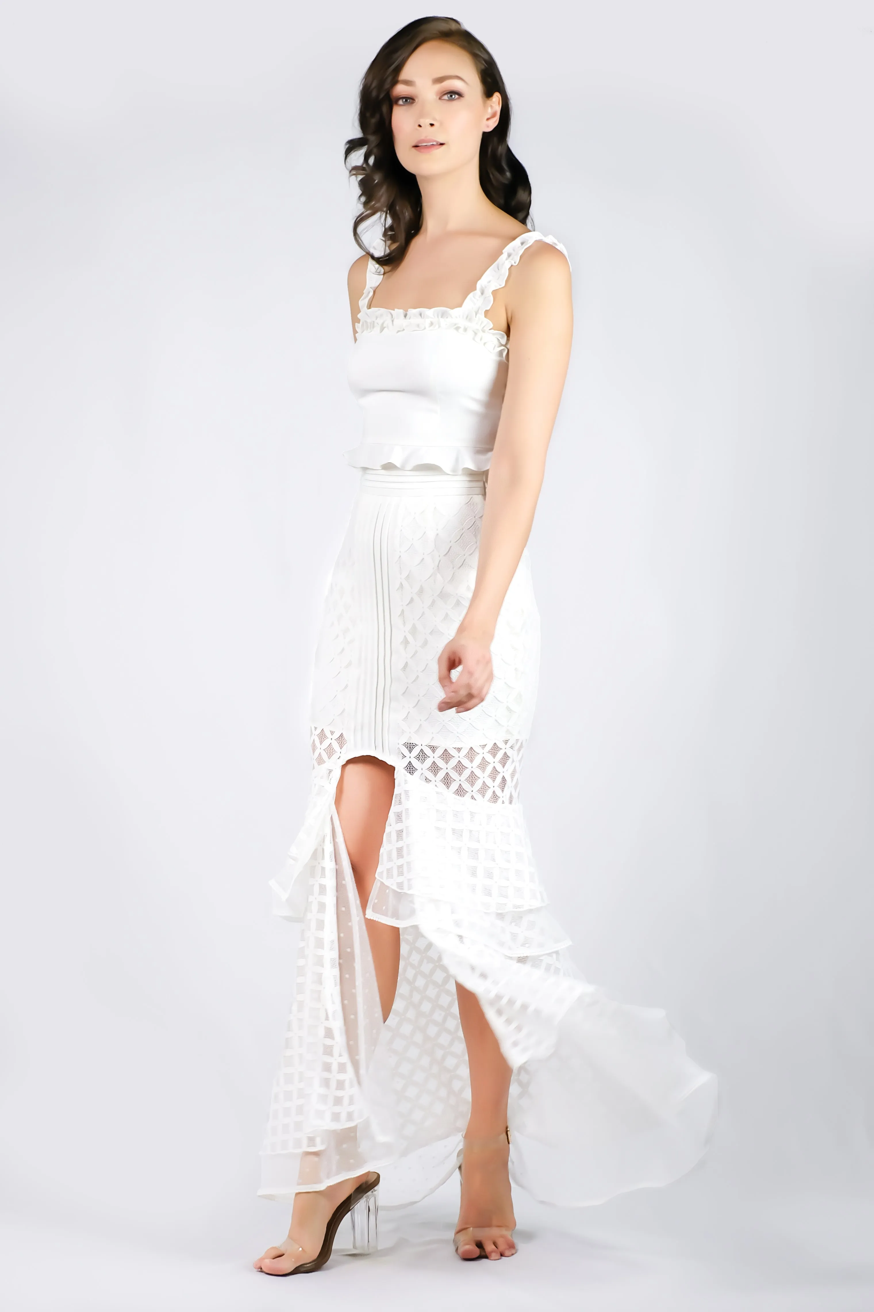 AW'18 Lace Mermaid Maxi Skirt - White