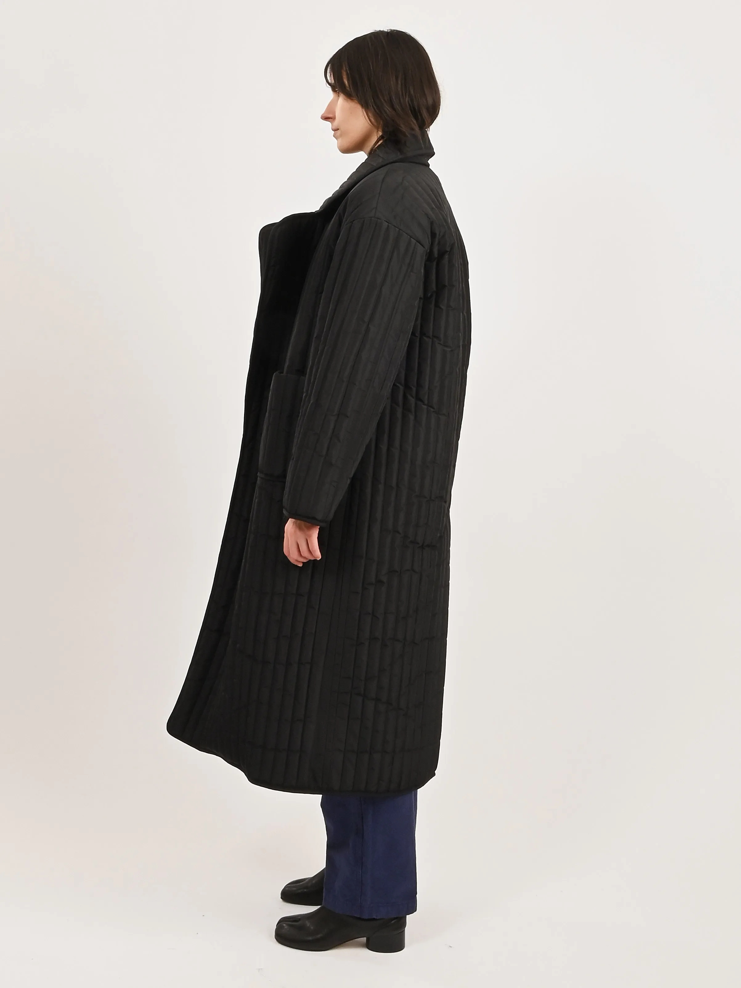 Black Quilted Overcoat