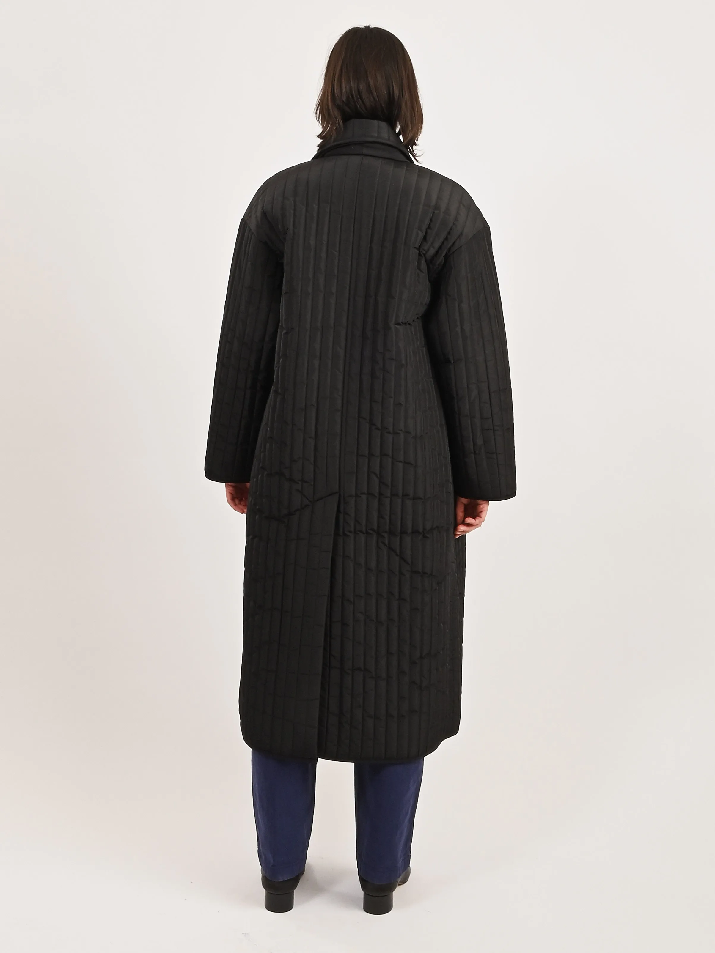 Black Quilted Overcoat