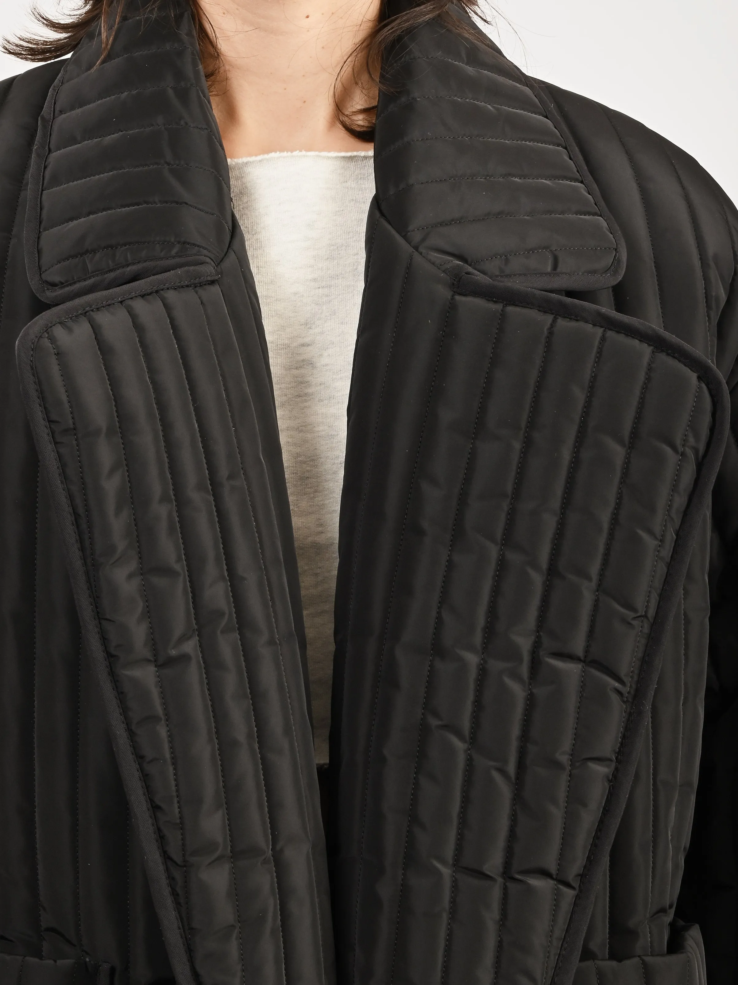 Black Quilted Overcoat