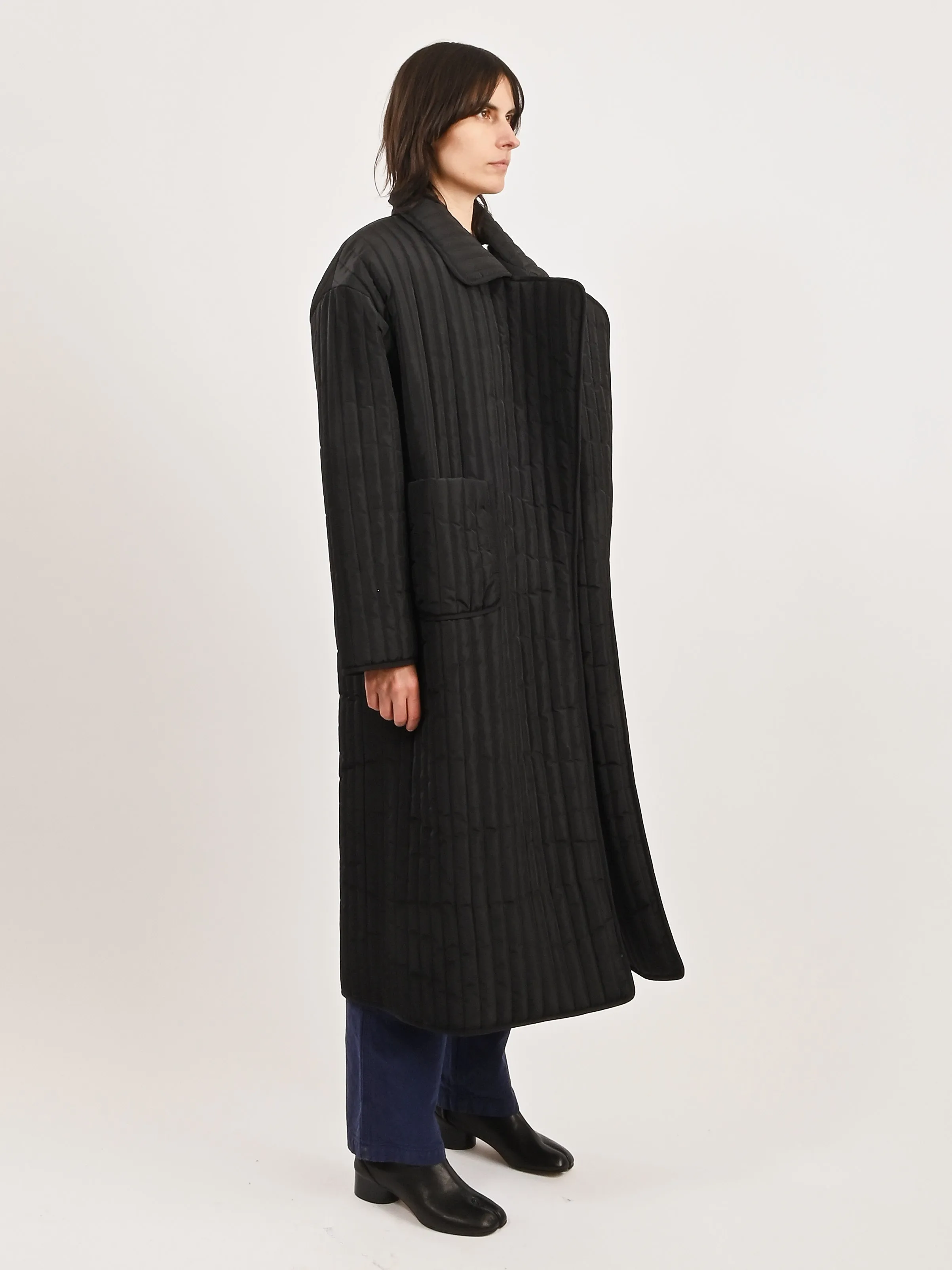 Black Quilted Overcoat