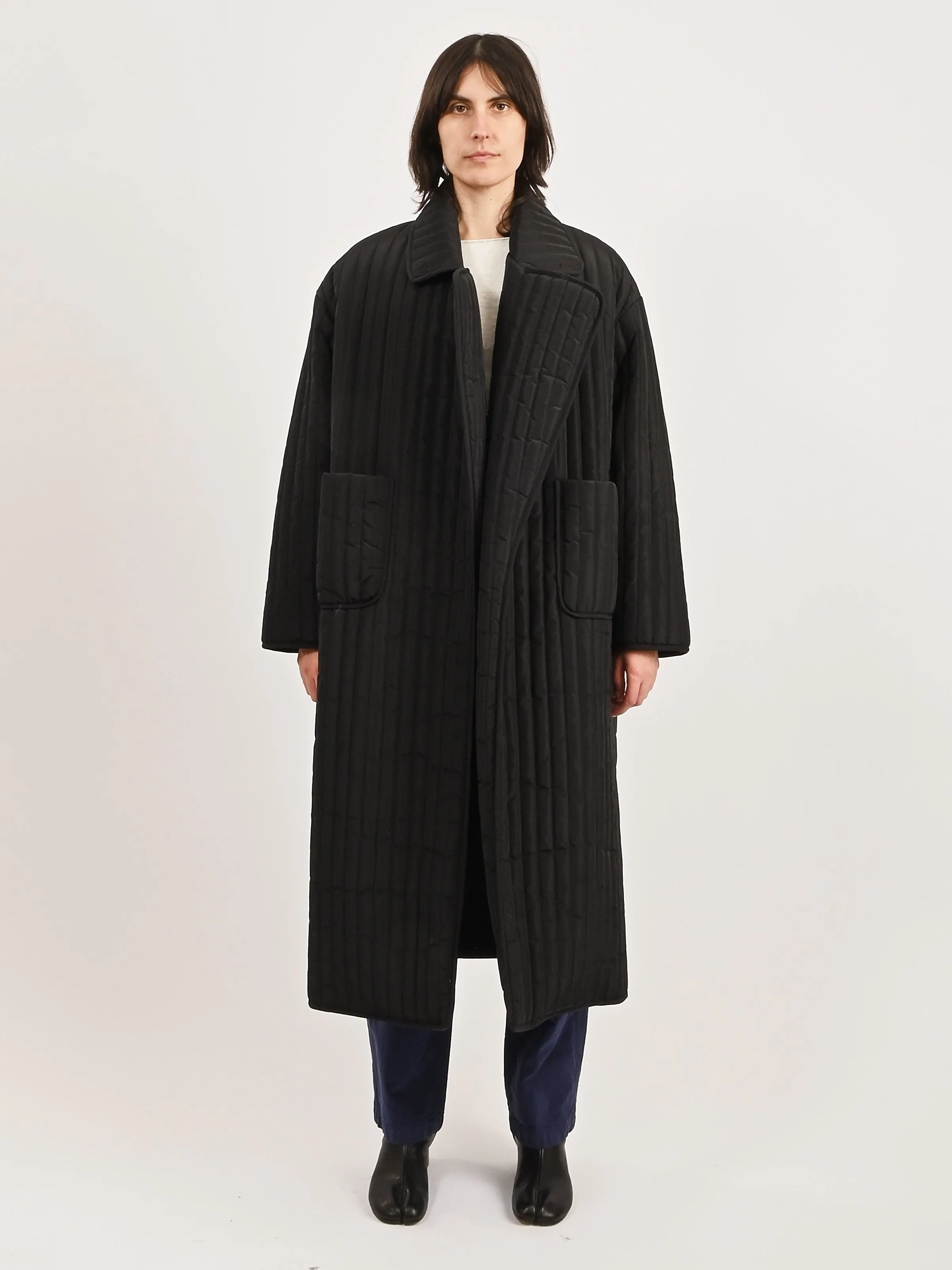 Black Quilted Overcoat