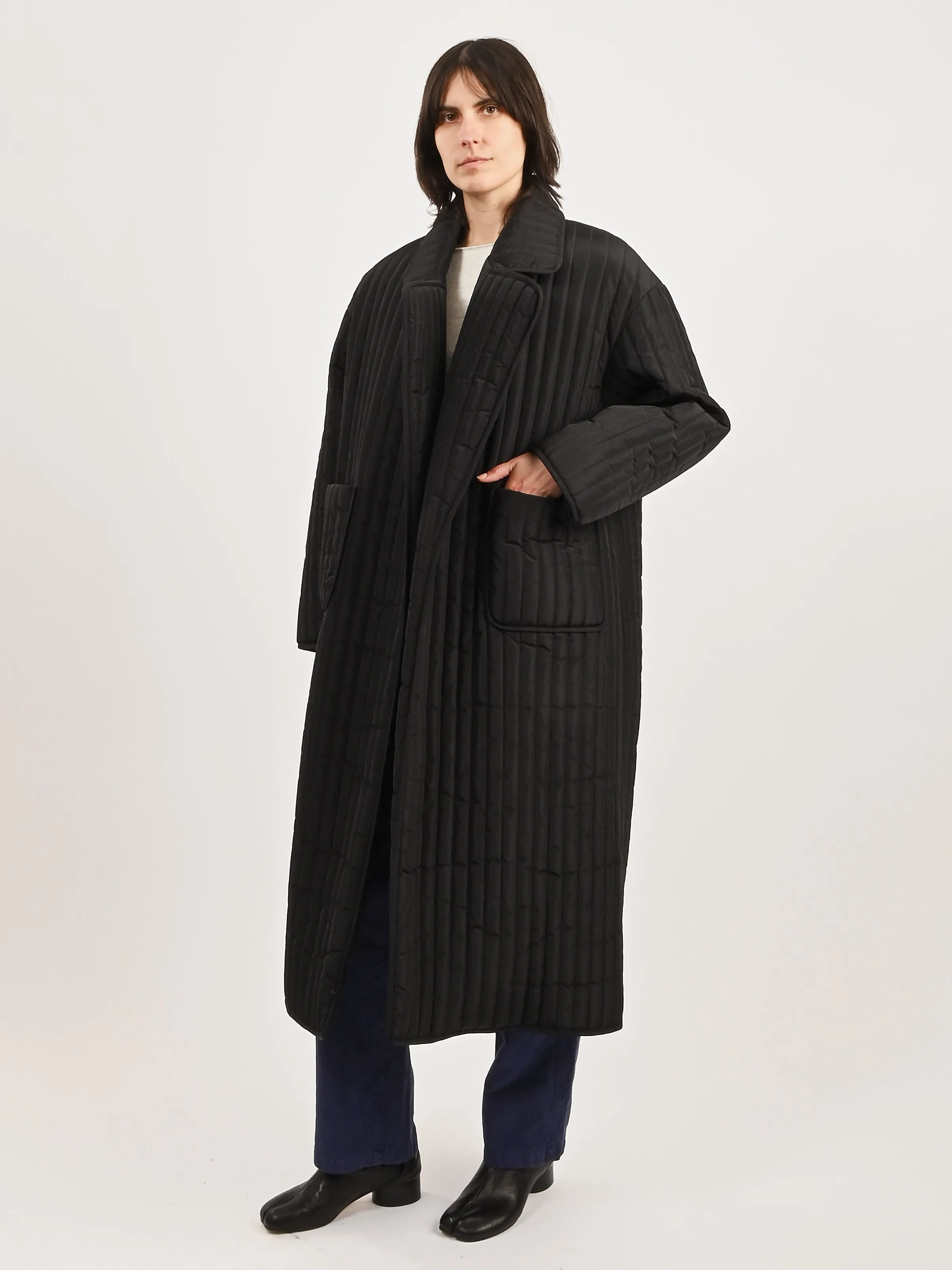 Black Quilted Overcoat