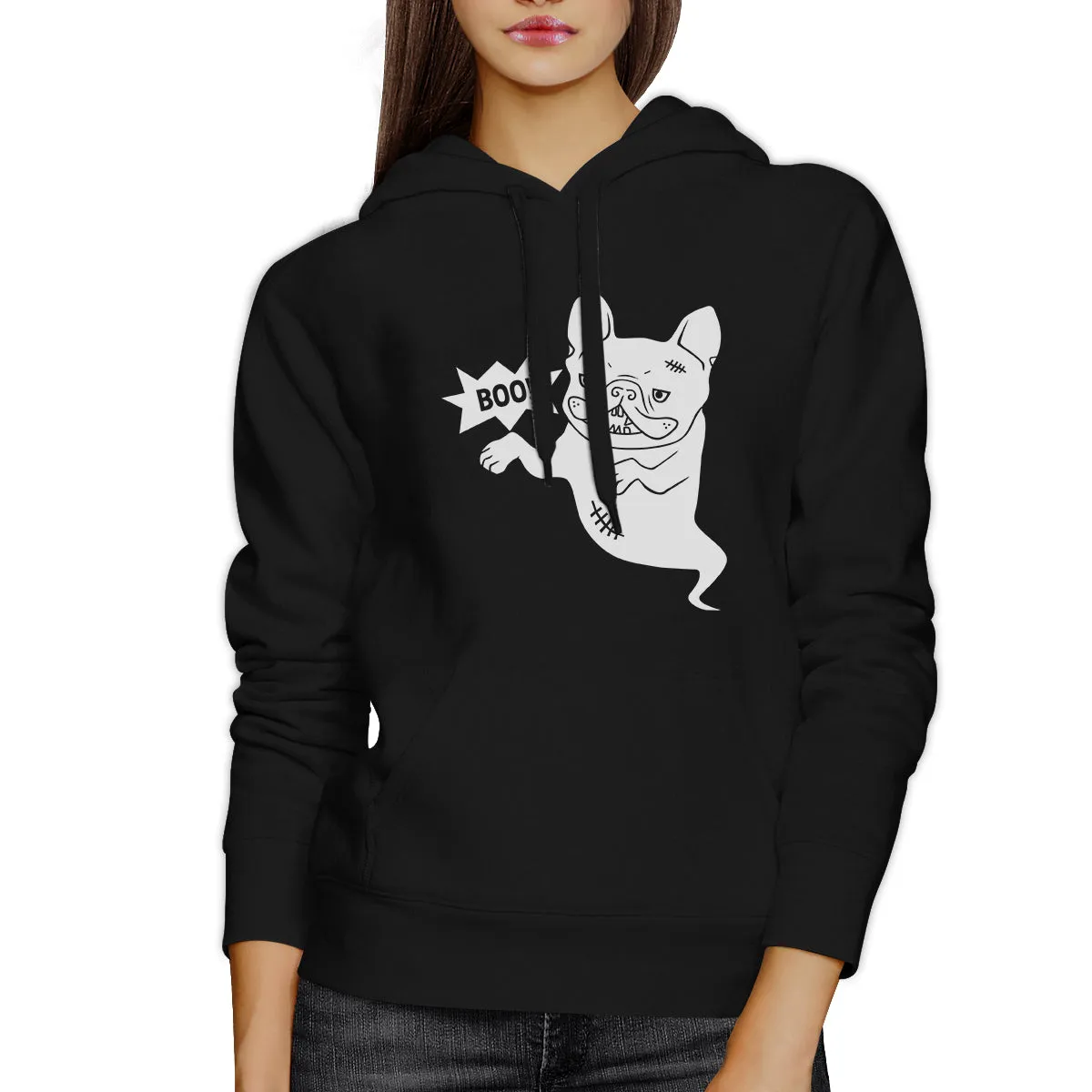 Boo French Bulldog Ghost Black Hoodie