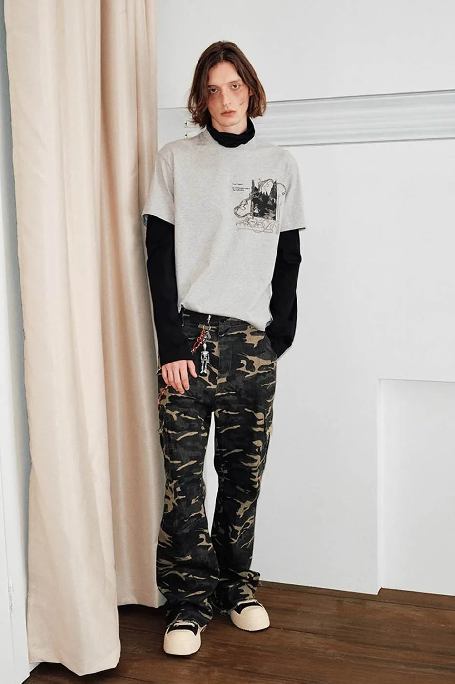 Camouflage Frayed Cargo Pants