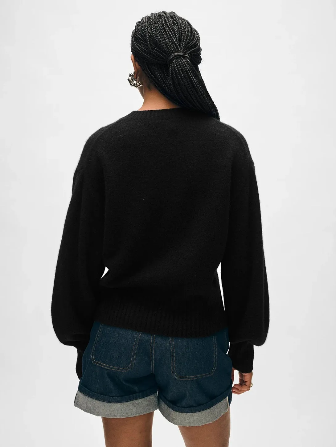 Cashmere Blouson Sweater - Black