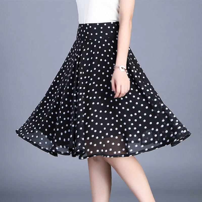 Chiffon Fresh Looking Skirt Women Summer Mid-Length Floral Printed Fairy Dress Korean Flare Skirt