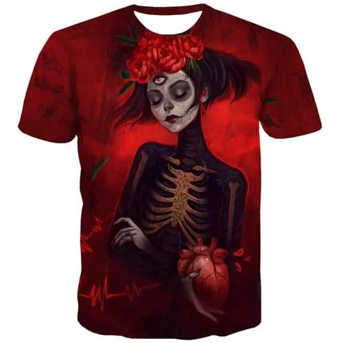 Clown T-shirt Men Skeleton Shirt Print Cosplay T shirts Funny Funny Tshirt Anime Flower T-shirts Graphic Short Sleeve T shirts