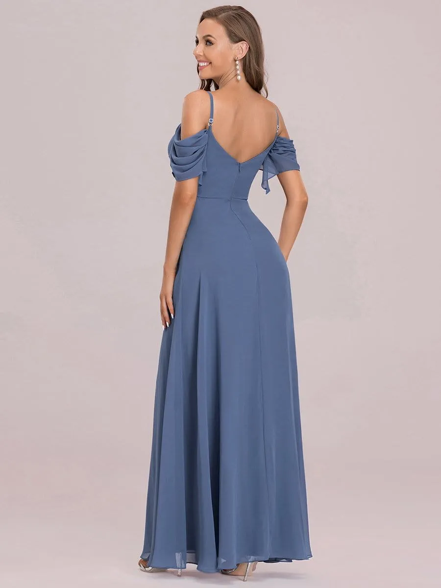 Comfortable Chiffon Spaghetti Strap Sweetheart Pleated Bodice Bridesmaid Dress