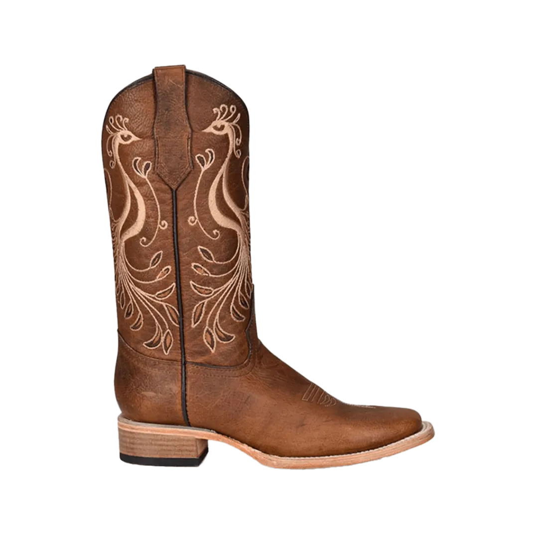 Corral Boots Women's Peacock Embroidery Square Toe Brown Boots