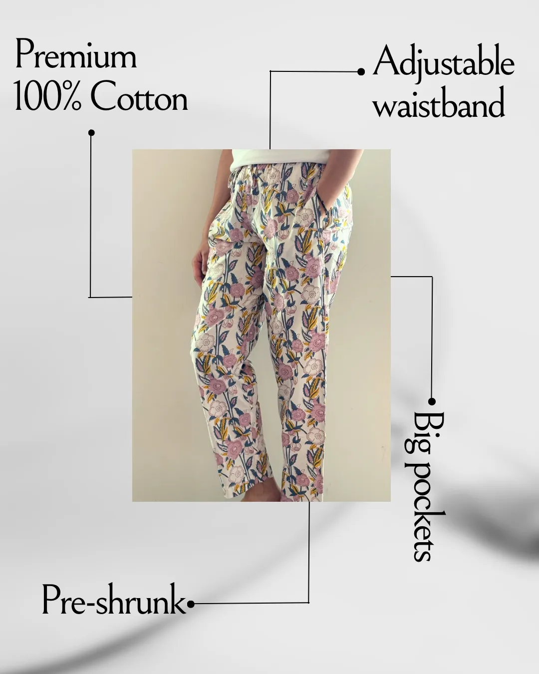 Cotton Pajama Pants Women - Blooming Breeze