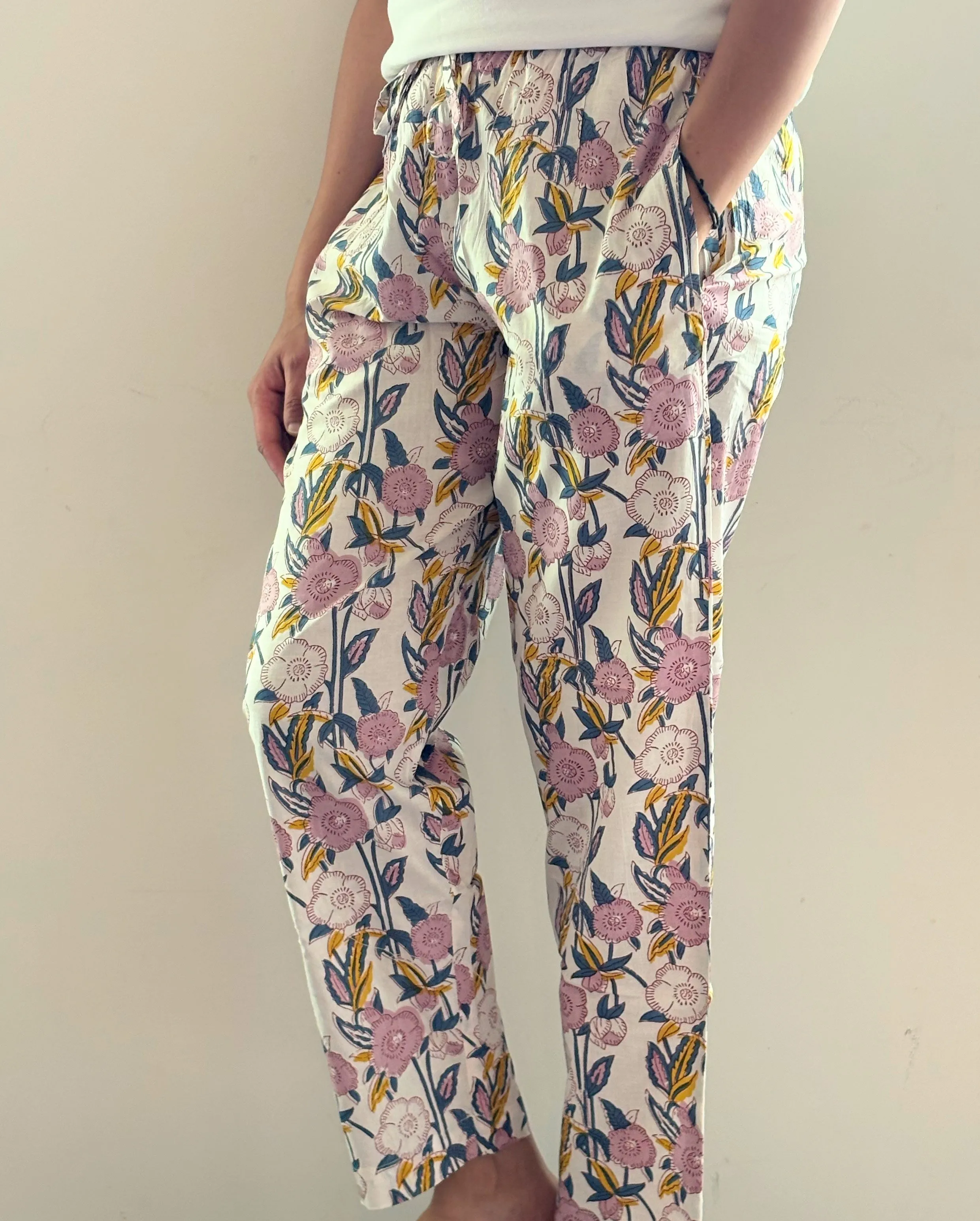 Cotton Pajama Pants Women - Blooming Breeze