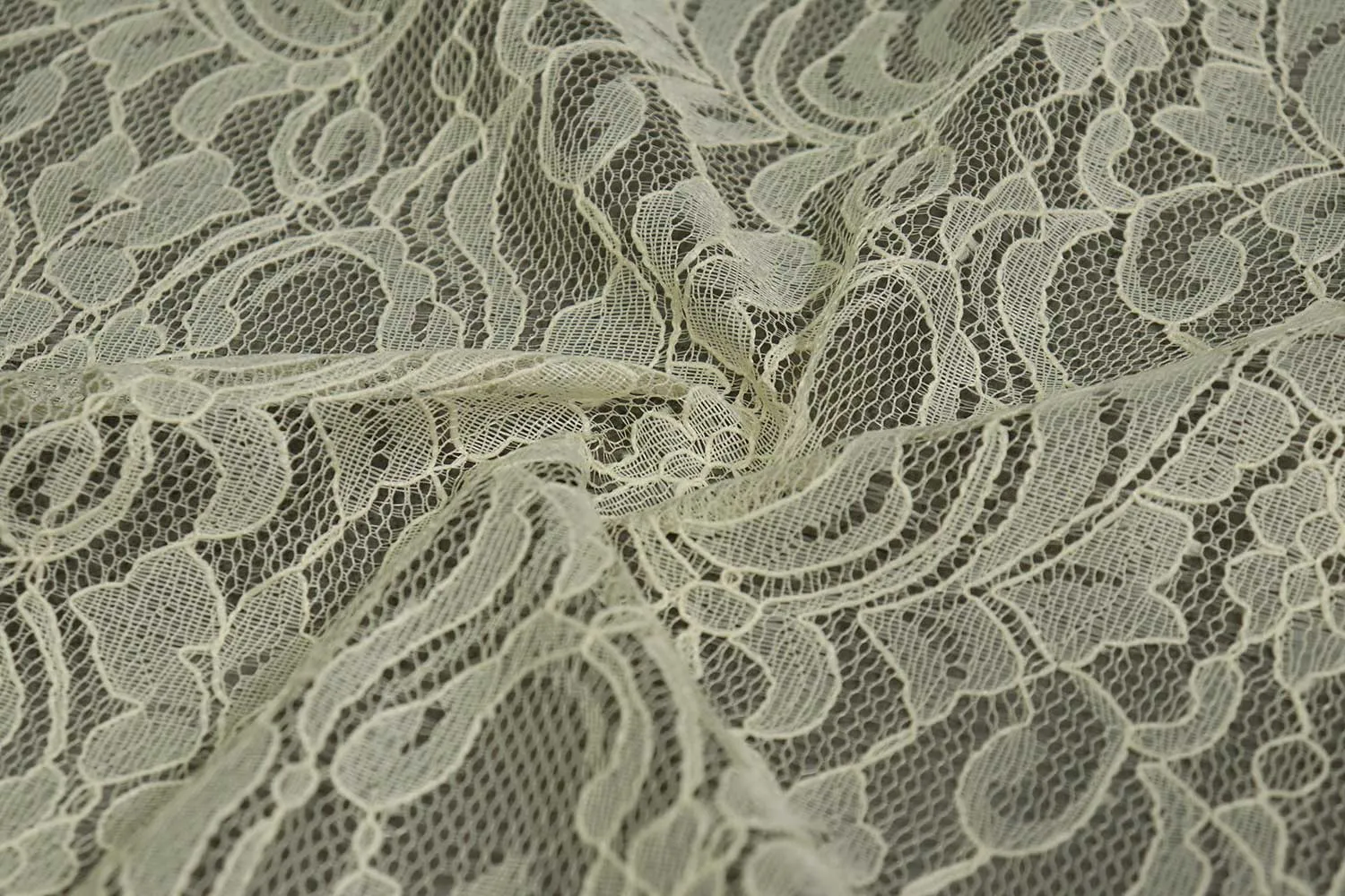 Cream Floral Lace Polyester Fabric