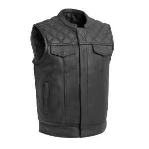 Downside Men's Motorcycle Leather Vest - Black