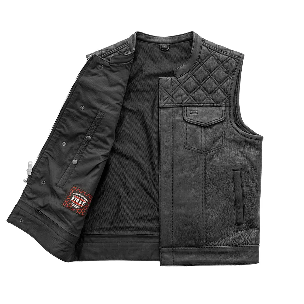 Downside Men's Motorcycle Leather Vest - Black