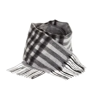 Edinburgh 100% Lambswool Scarf  Chequer Tartan Dk Grey