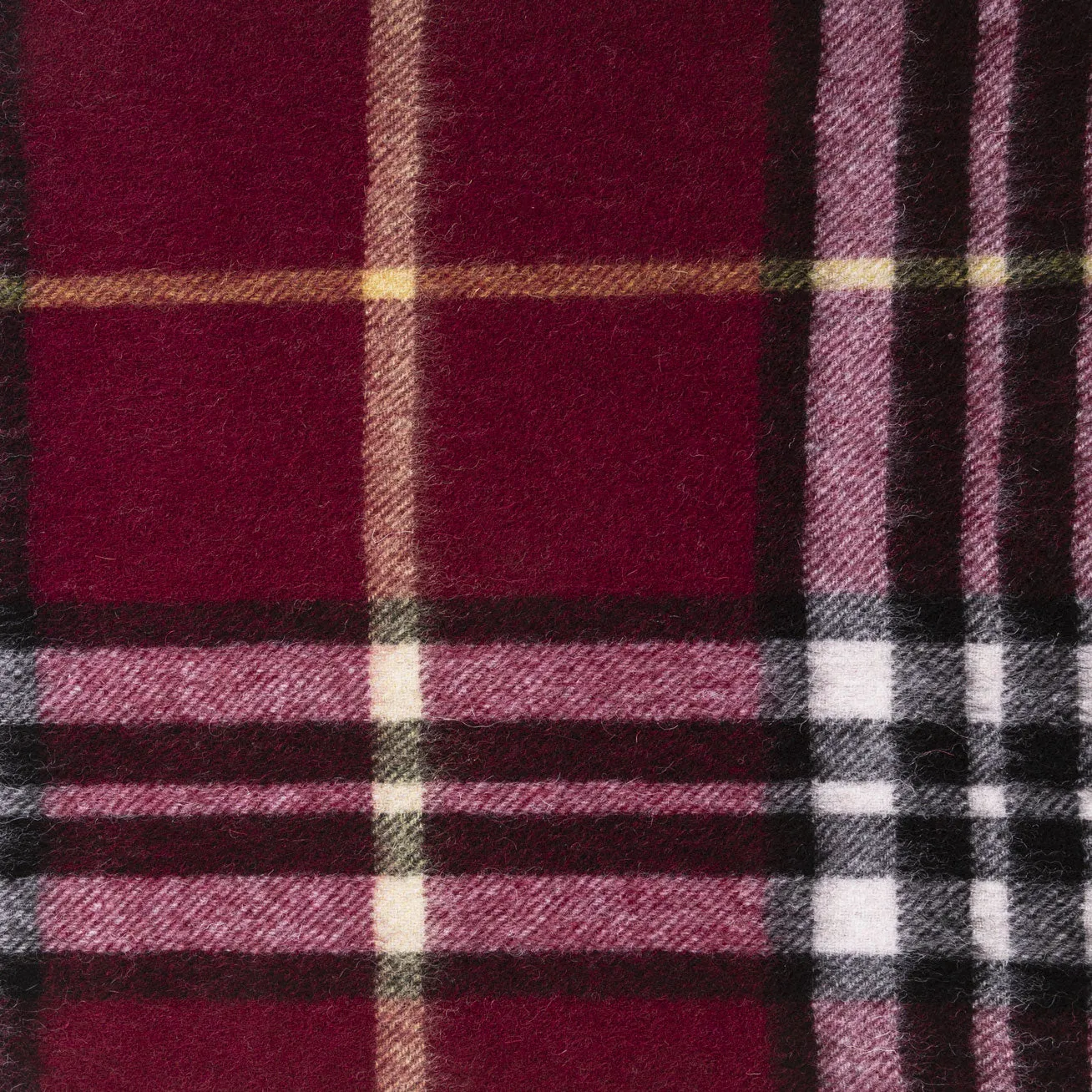 Edinburgh 100% Lambswool Scarf  Enlarged Off Ctr Scotty Thom Cabernet