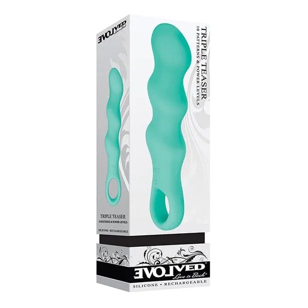 Evolved - Triple Teaser Silicone Rechargeable Vibrator (Teal)