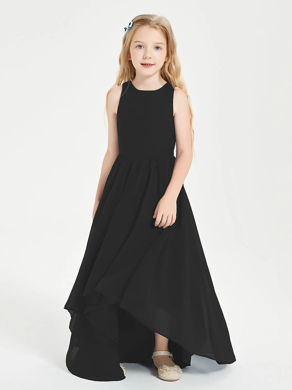 Exquisite Asymmetrical Junior Bridesmaid Dresses Scoop Neck Black