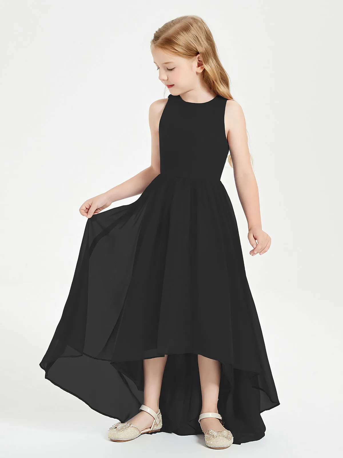 Exquisite Asymmetrical Junior Bridesmaid Dresses Scoop Neck Black