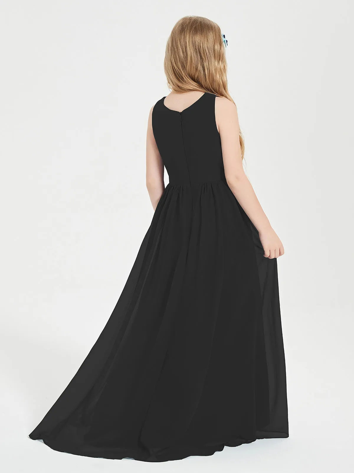 Exquisite Asymmetrical Junior Bridesmaid Dresses Scoop Neck Black