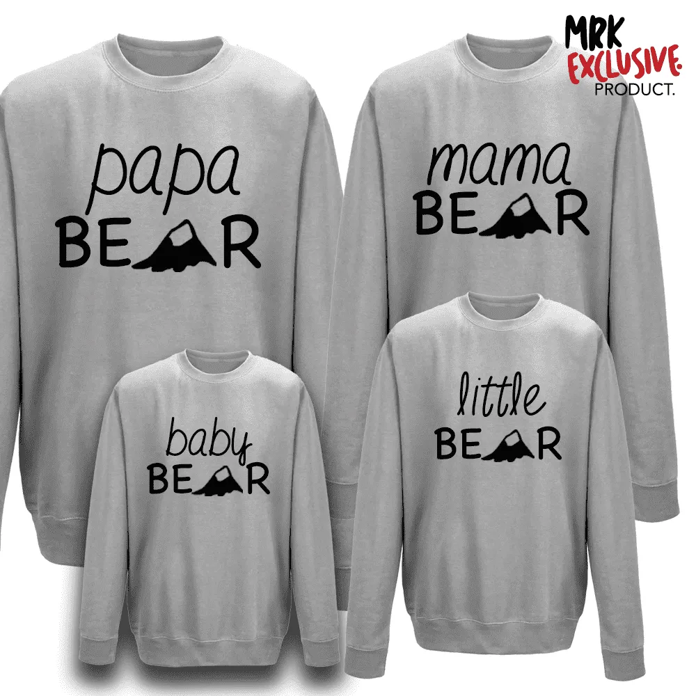 Family Matching Grey Bear Crew Sweaters (MRK X)