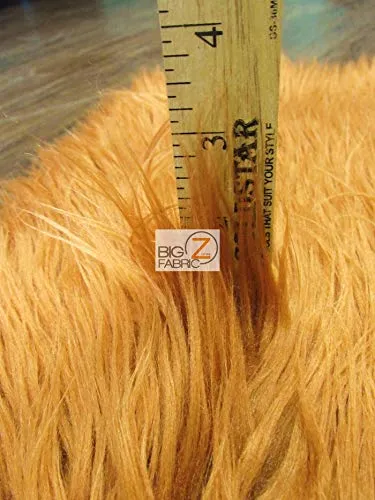 Faux Fake Fur Solid Mongolian Long Pile Fabric / Caramel / Ecoshag 15 Yard Bolt