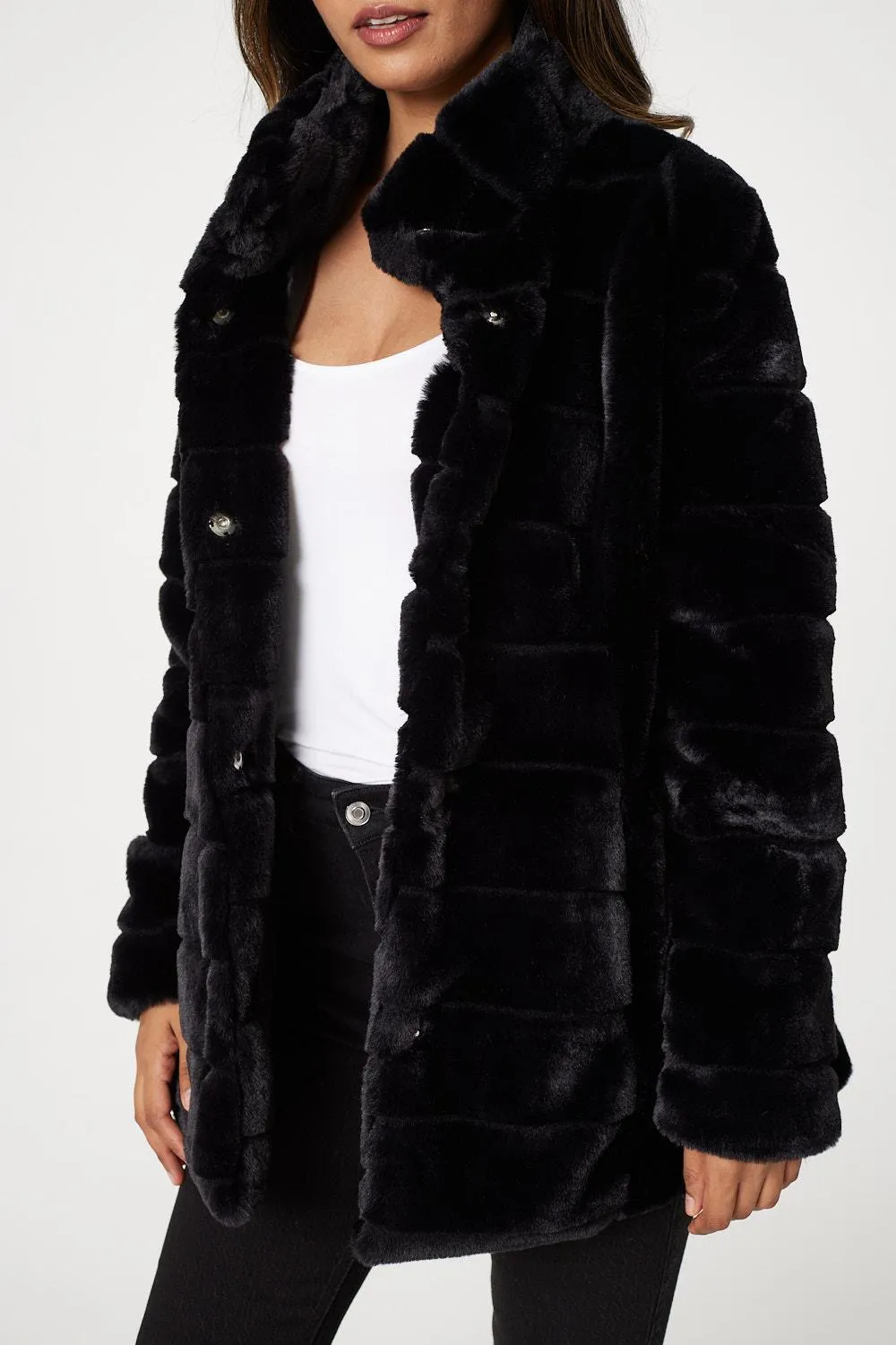 Faux Fur Long Sleeve Coat