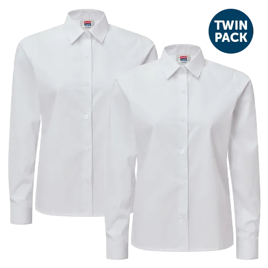 Girls Long Sleeve School Shirts 2 Pack