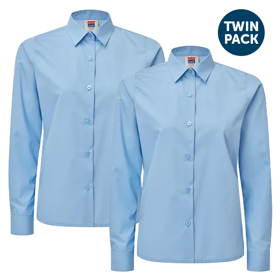 Girls Long Sleeve School Shirts 2 Pack