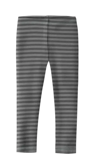 Girls Soft Stripe Leggings  | Charcoal