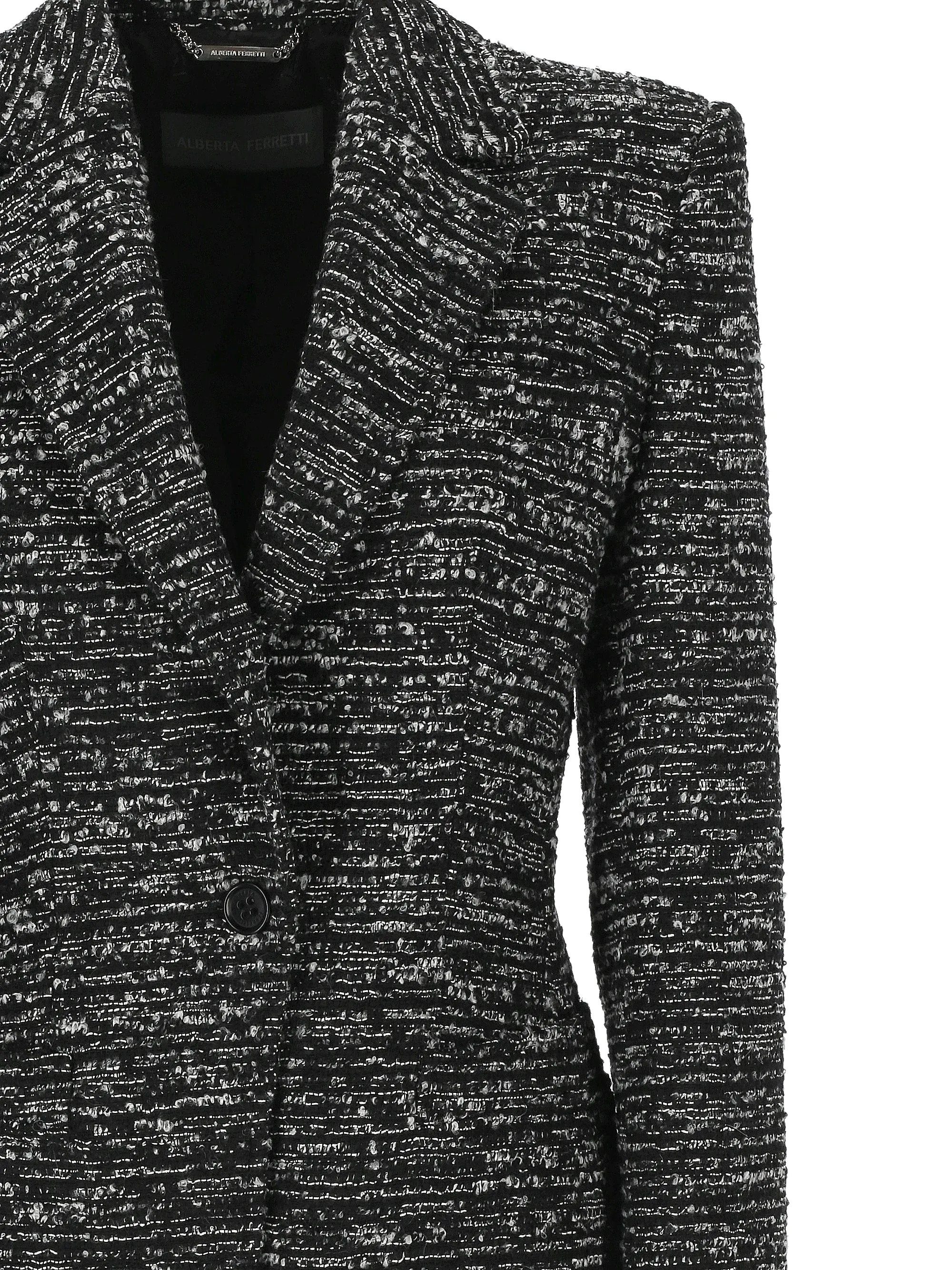 Grey Bouclé Jacket with Notched Lapels