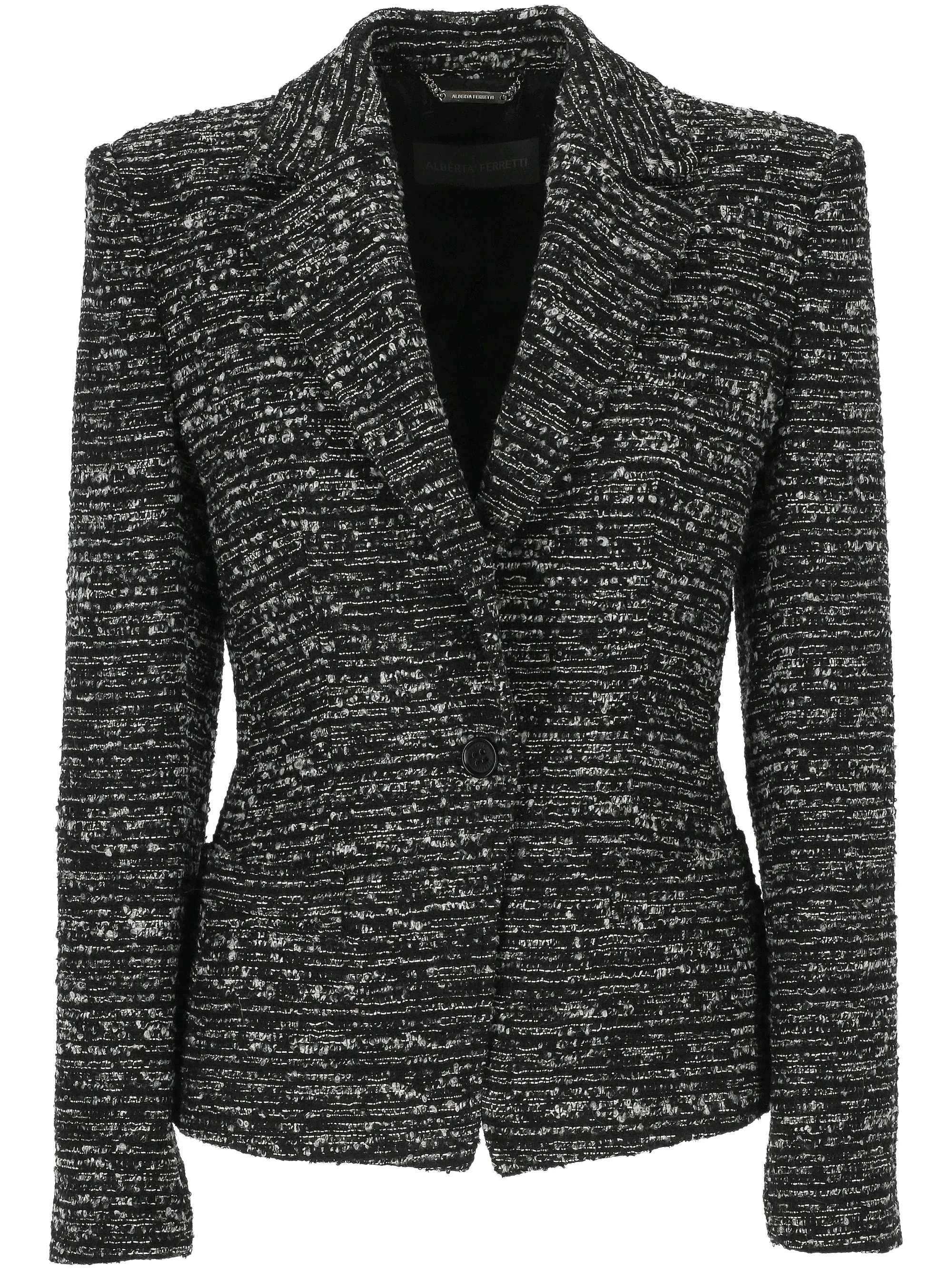 Grey Bouclé Jacket with Notched Lapels