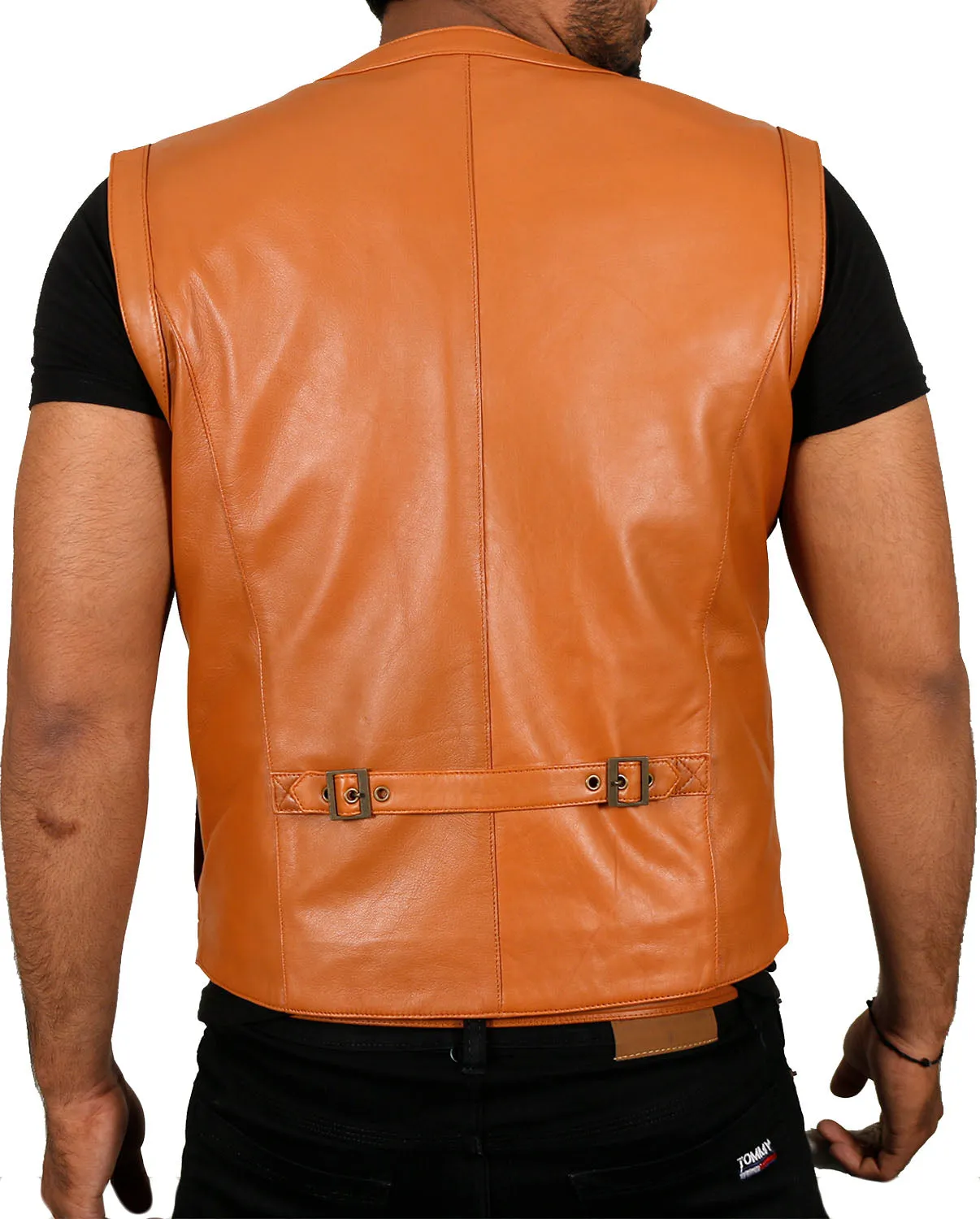 Halion Leather Trucker Vest