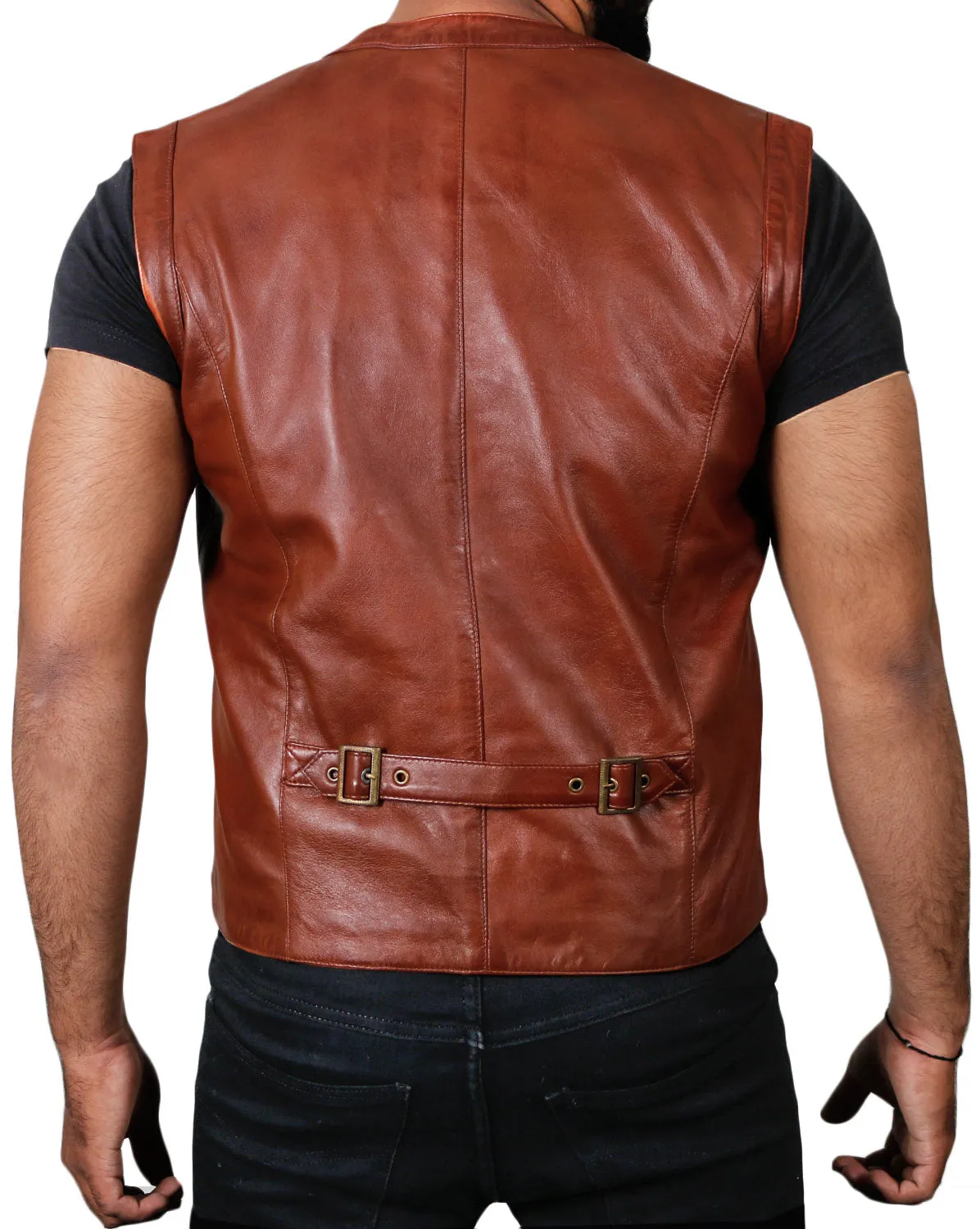 Halion Leather Trucker Vest