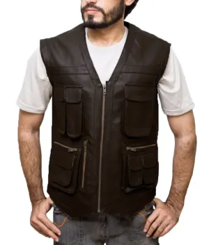 Halion Leather Trucker Vest