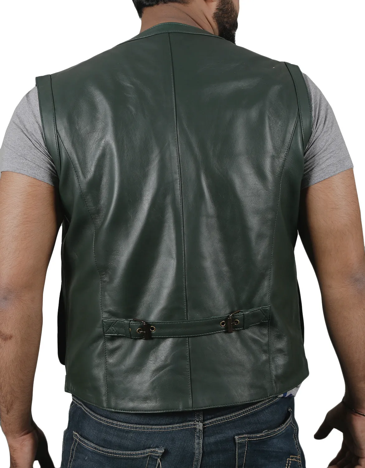 Halion Leather Trucker Vest