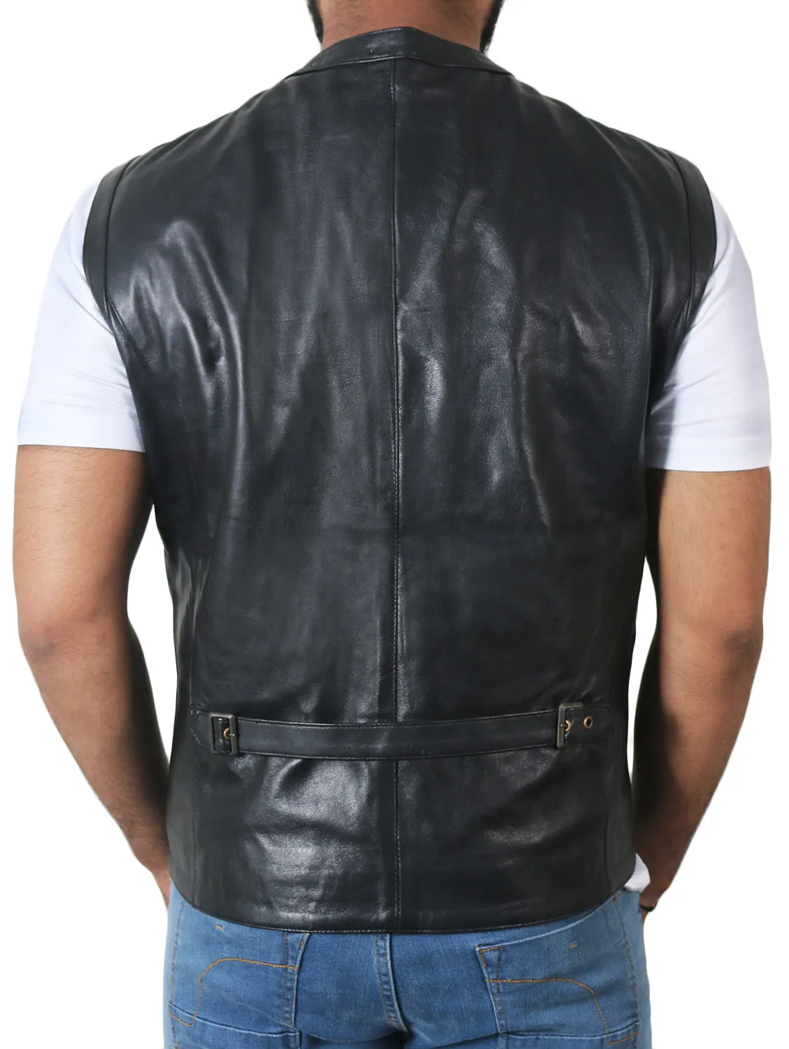 Halion Leather Trucker Vest