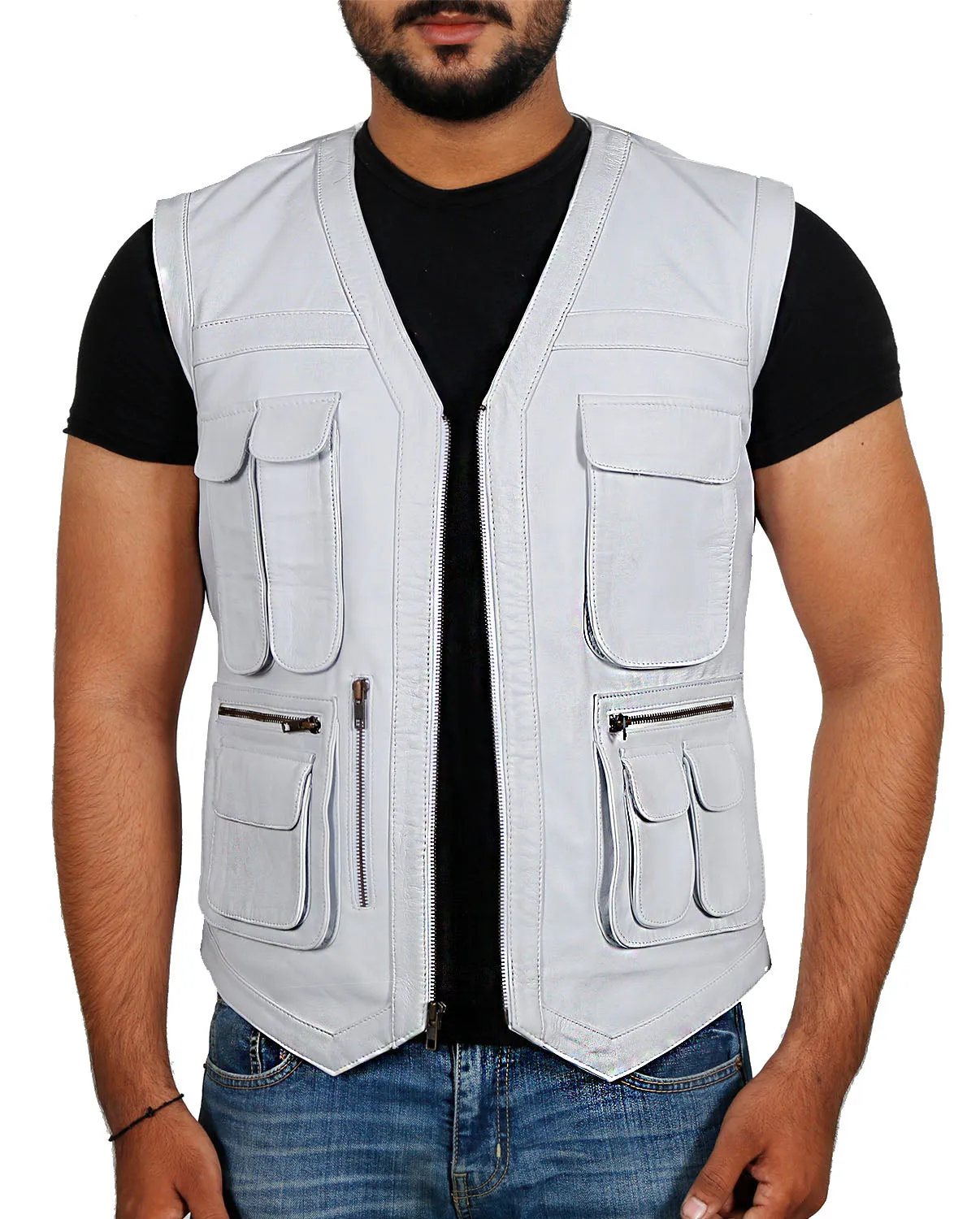 Halion Leather Trucker Vest