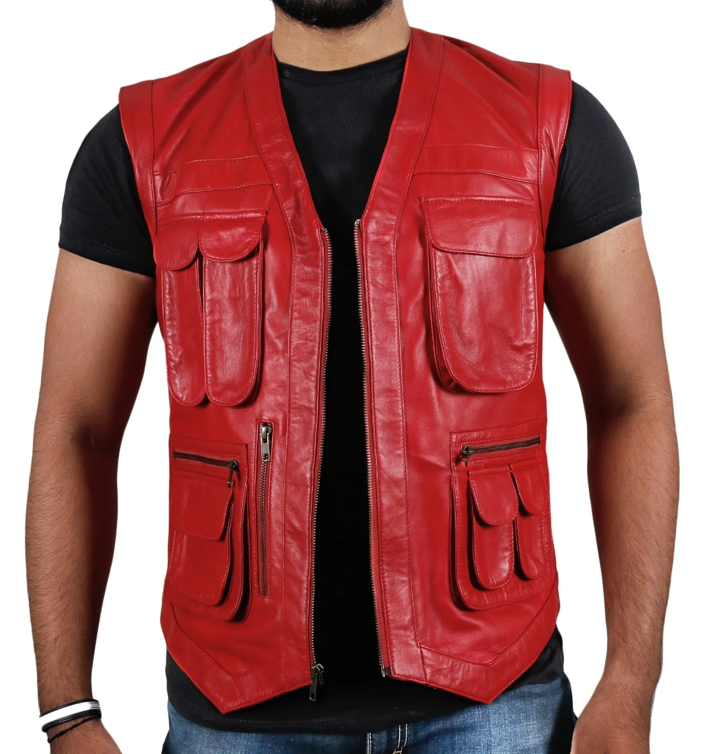 Halion Leather Trucker Vest