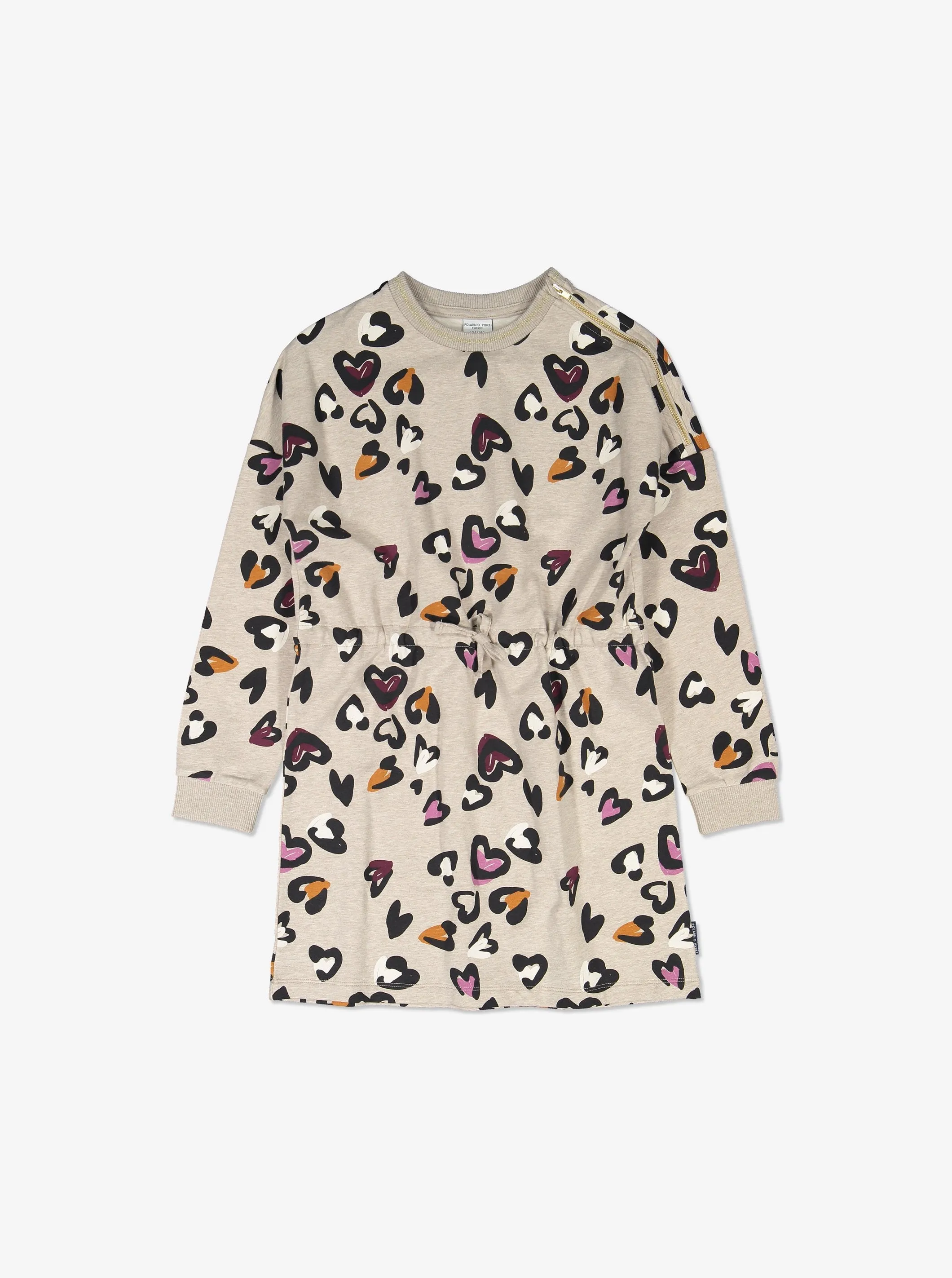 Heart Print Kids Sweatshirt Dress