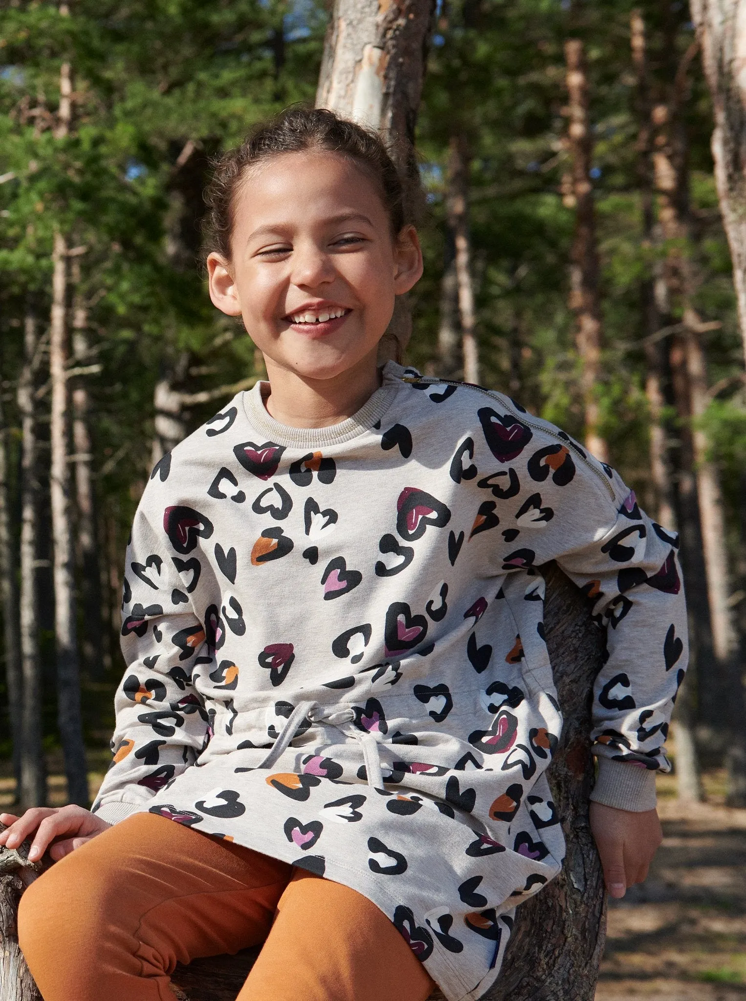 Heart Print Kids Sweatshirt Dress